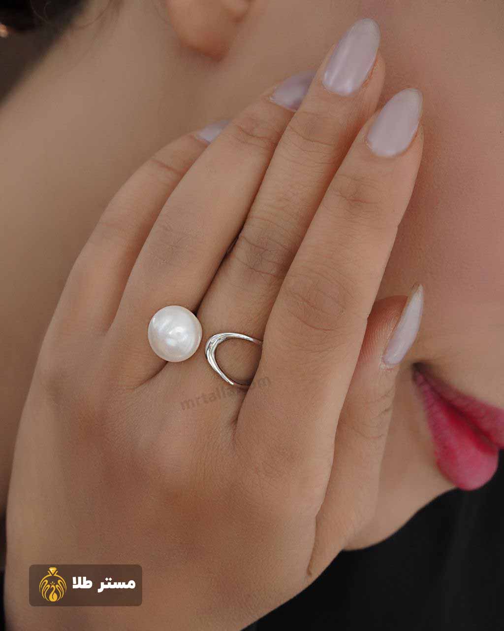 خرید و قیمت انگشتر نقره مروارید زنانه کدMo10