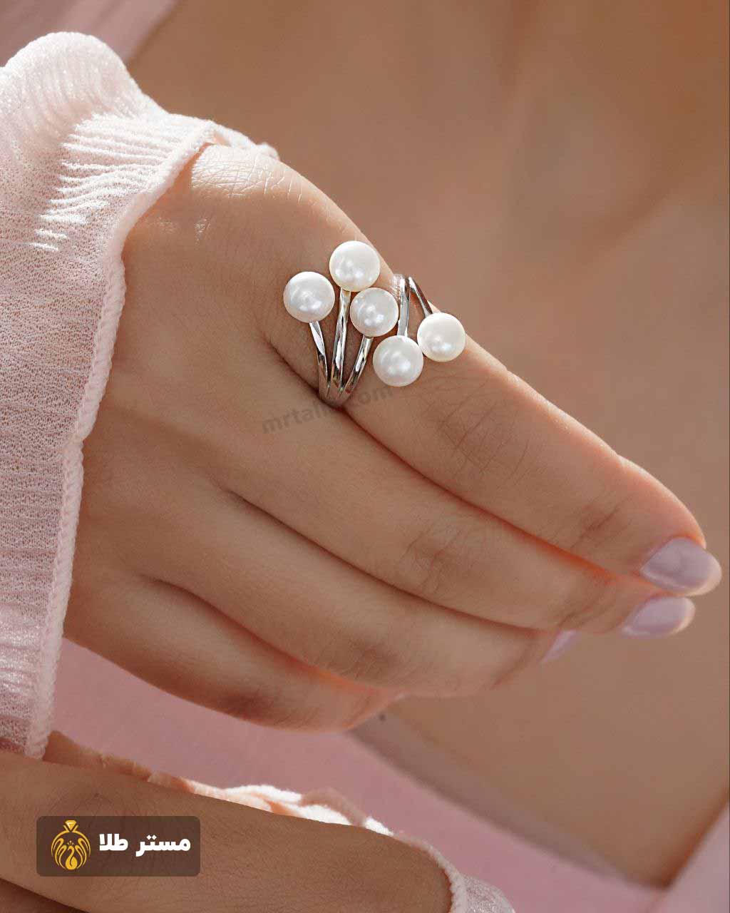 خرید و قیمت انگشتر نقره مروارید زنانه کدMo11