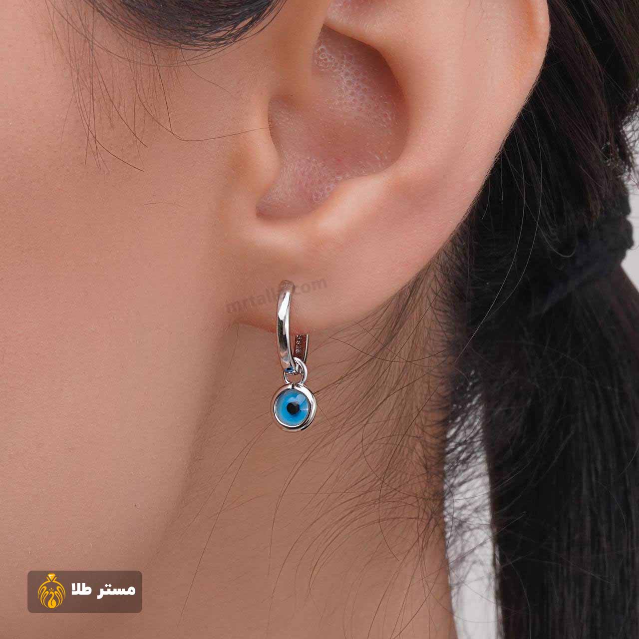 خرید و قیمت گوشواره نقره حلقه ای چشم نظر